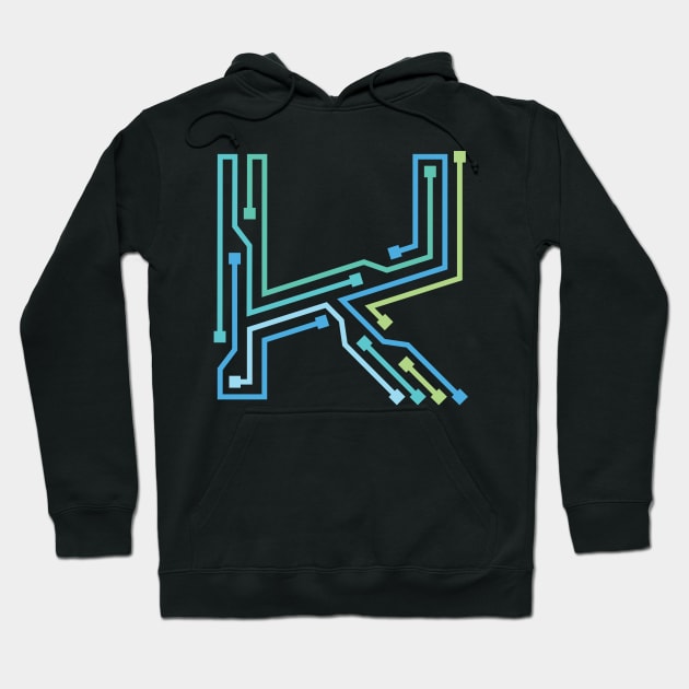 Alphabet K Circuit Typography Design Hoodie by Circuit Project